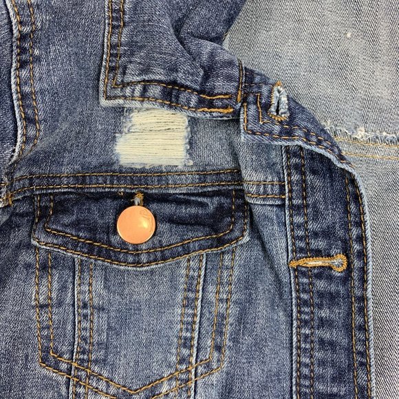 dollhouse Denim Jacket Medium Junior Distressed - Picture 6 of 7